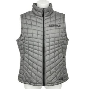 NEW The North Face Womens Thermoball Vest Grey XL Full Zip Puffer ISEARCH